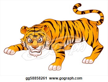 Drawings   Tiger Cartoon Illustration For Kids   Stock Illustration