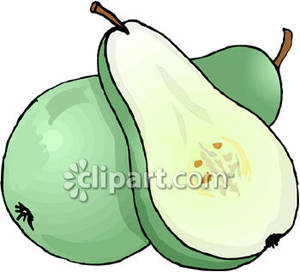Green Pear Cut In Half   Royalty Free Clipart Picture