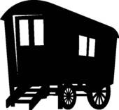 Gypsy Caravan Wagon Silhouette Vector   Clipart Graphic