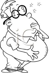 Obese Man Feeling Sick To His Stomach   Royalty Free Clipart Picture