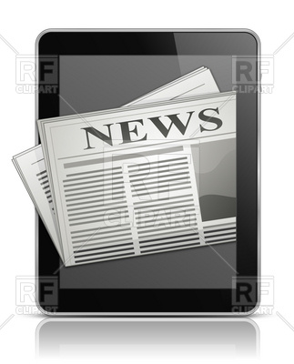 Online News   Tablet Pc And Newspaper Icon Download Royalty Free