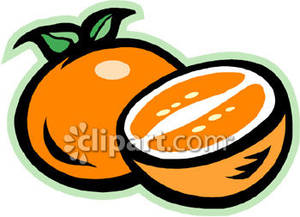 Orange Cut In Half   Royalty Free Clipart Picture