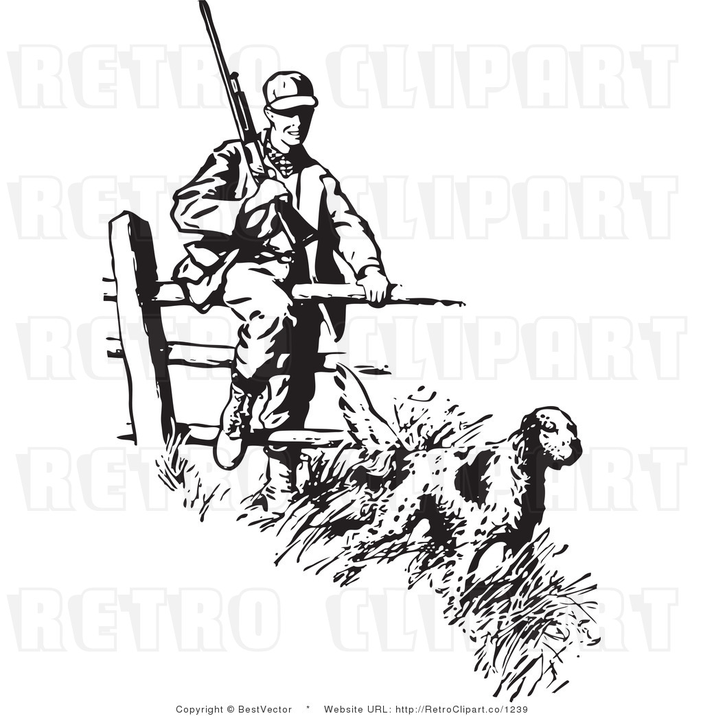 Royalty Free Hunting Dog Stock Retro Clipart Illustrations