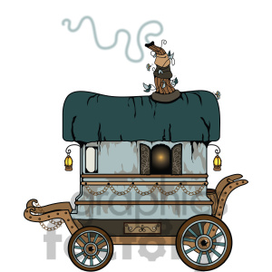 Royalty Free Teal Gypsy Wagon Clipart Image Picture Art   394105
