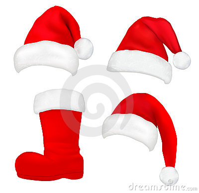 Santa Black Boots Clipart Set Red Santa Hats Boot     