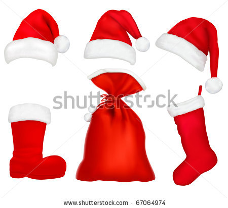 Santa Black Boots Clipart Three Red Hats