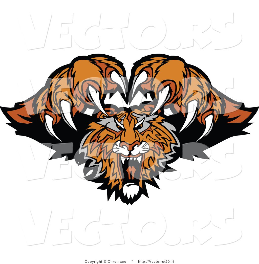Tiger Mascot Attacking With Fangs And Claws Out Alpha Cartoon Tiger    