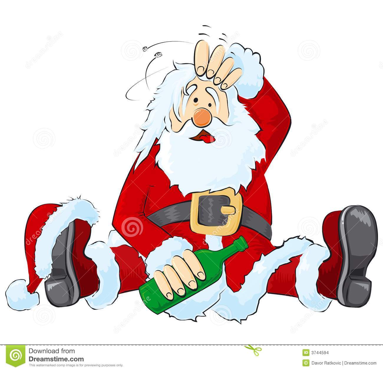 Vector Illustration Drunk Santa Clause