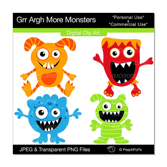 Buy 2 Get 1 Free Sale   Cute Monster Clipart Digital Clip Art Silly    