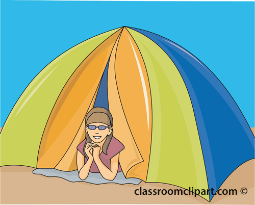 Camping   Girl In Tent Camper   Classroom Clipart