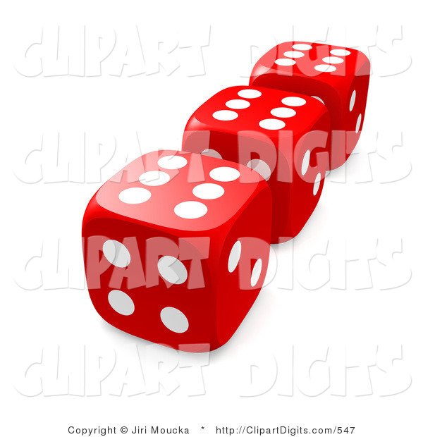 Clip Art Of A Row Of Three Red Dice With Six Dots On Top By Jiri    