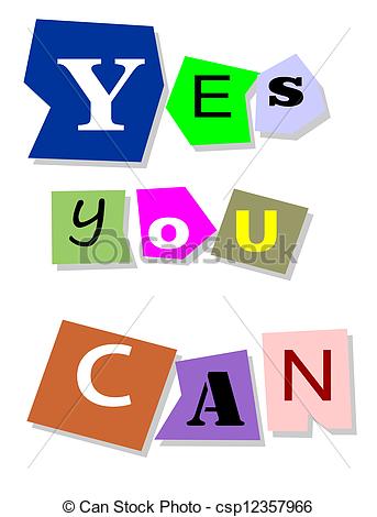 Clip Art Vector Of Yes You Can   Motivational Slogan Collage Text Of    