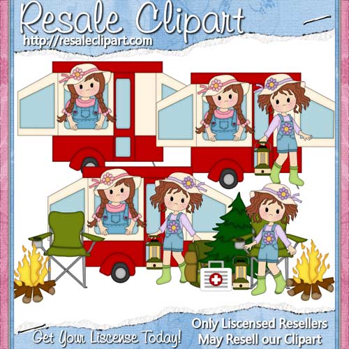 Clipart Camper Girl Redhead Cu Resale Clipart Product 24 218