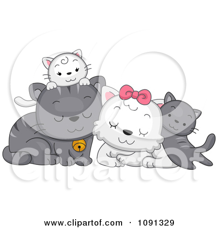Clipart Cute Cat Family   Royalty Free Vector Illustration By Bnp
