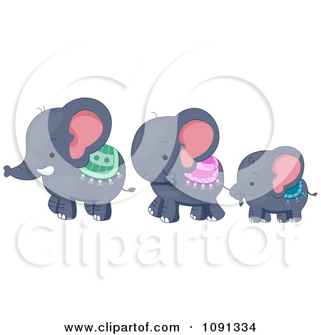 Clipart Cute Elephant Family Walking   Royalty Free Vector    