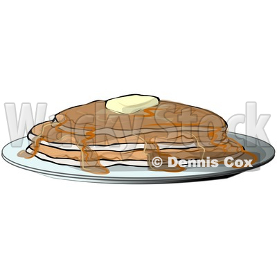 Clipart Illustration Of Hot Buttery Pancakes Served With Maple Syrup