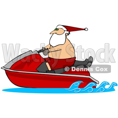 Clipart Illustration Of Santa Claus Wearing Shorts And A Hat Riding