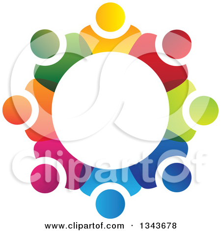 Clipart Of A Teamwork Unity Circle Of Colorful People 55   Royalty