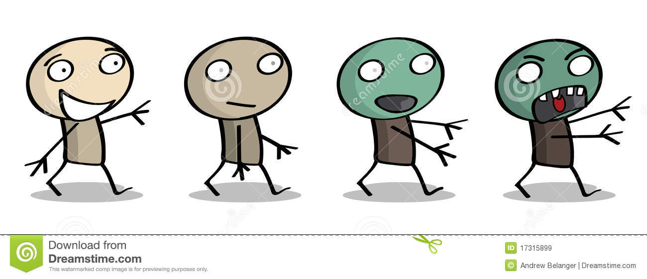 Clipart Outlined Smelly Zombie Walking With One Hand Out Royalty Free