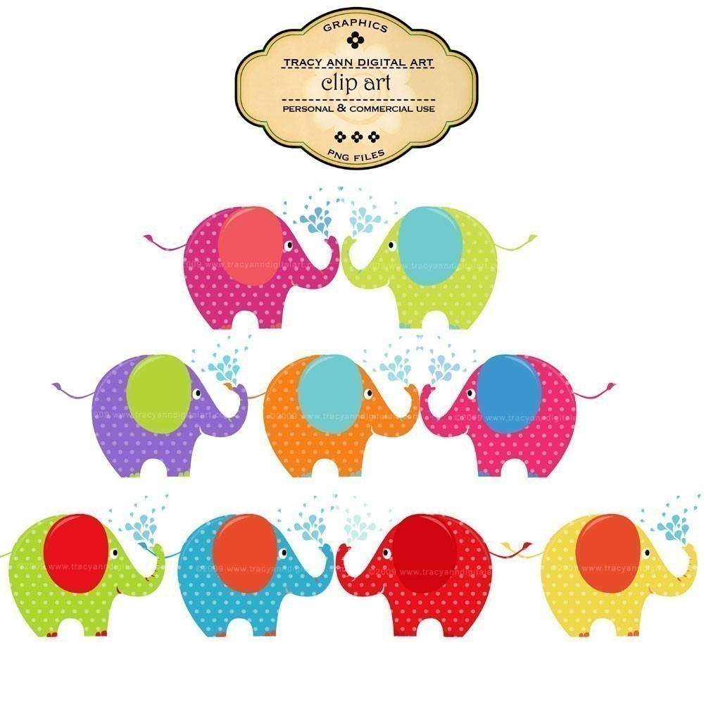 Elephant Clip Art Brights Commercial And By Tracyanndigitalart