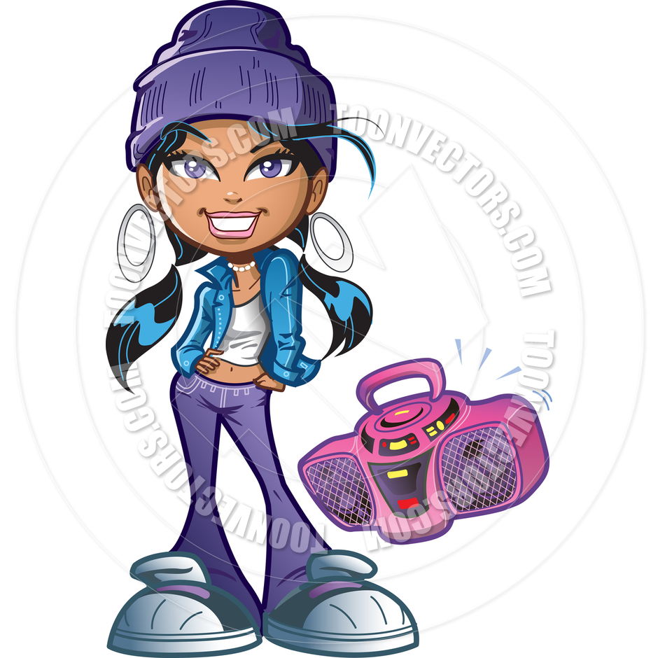 Funky Girl With Boombox By Kenny Kiernan   Toon Vectors Eps  85002