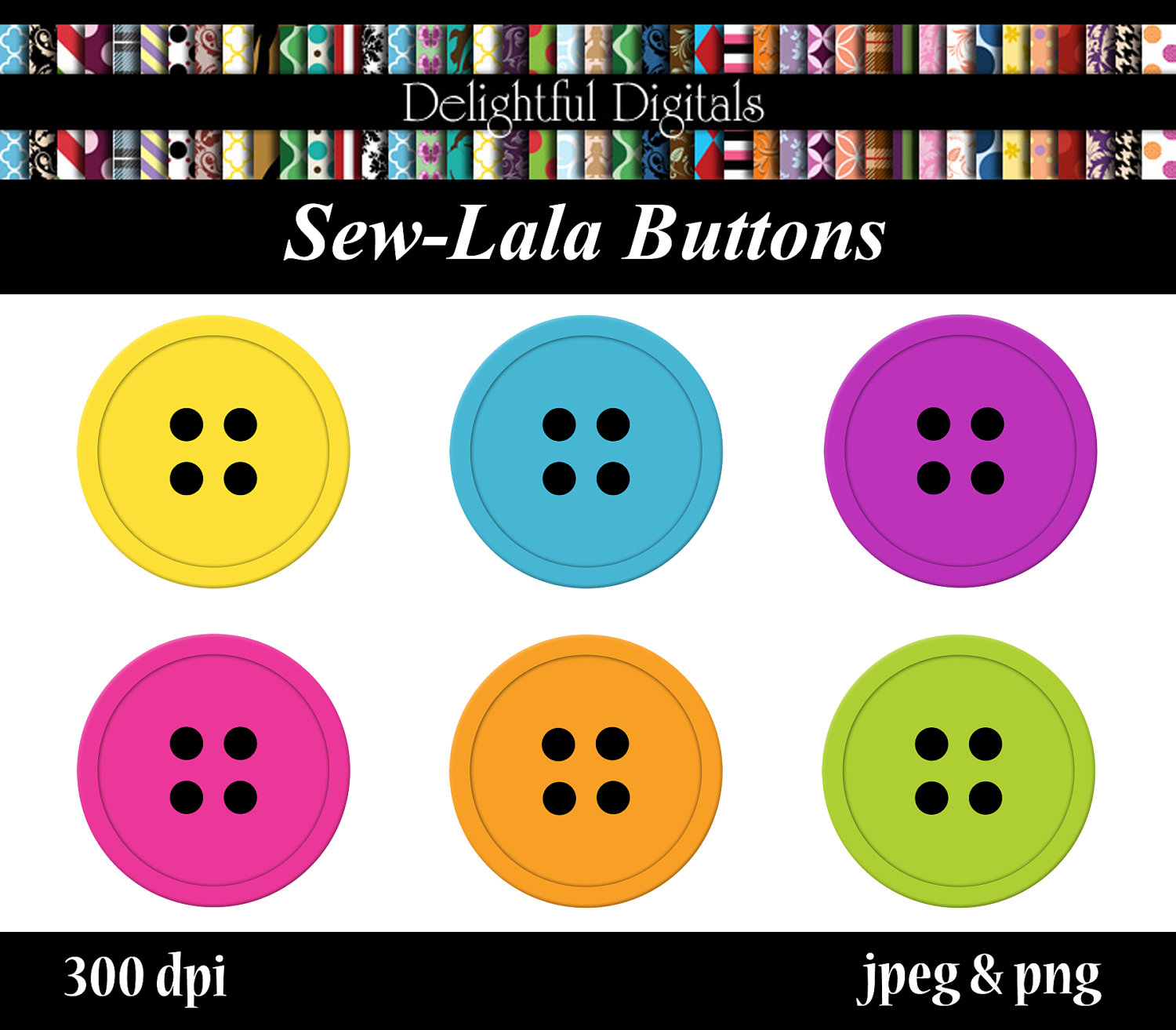 Items Similar To Sew Lala Buttons Clip Art Set    6  Graphic Images