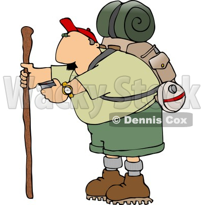 Male Hiker Checking His Compass Clipart   Dennis Cox  4656