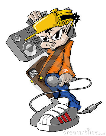 Rapper Character With Ghetto Blaster And Microphone 