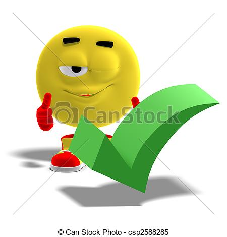 Stock Illustration   Cool And Funny Emoticon Says Yes To A Checkmark