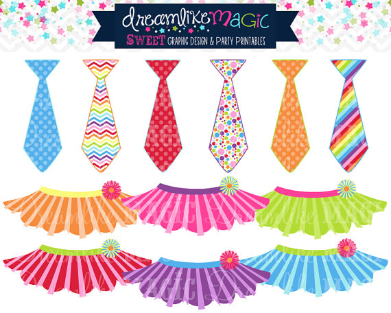 Sweet Rainbow Tutus And Ties  Clipart For Personal Or Commercial Use