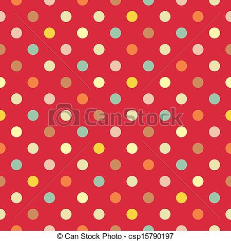 Vector   Vector Colorful Dots Red Background   Stock Illustration