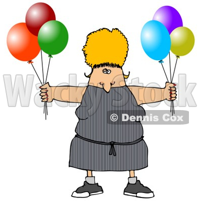 Woman Holding Colorful Party Balloons Cartoon Clipart   Djart  12030