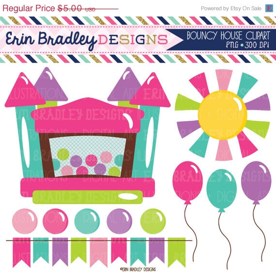 50  Off Sale Bounce House Clipart Graphics By Erinbradleydesigns