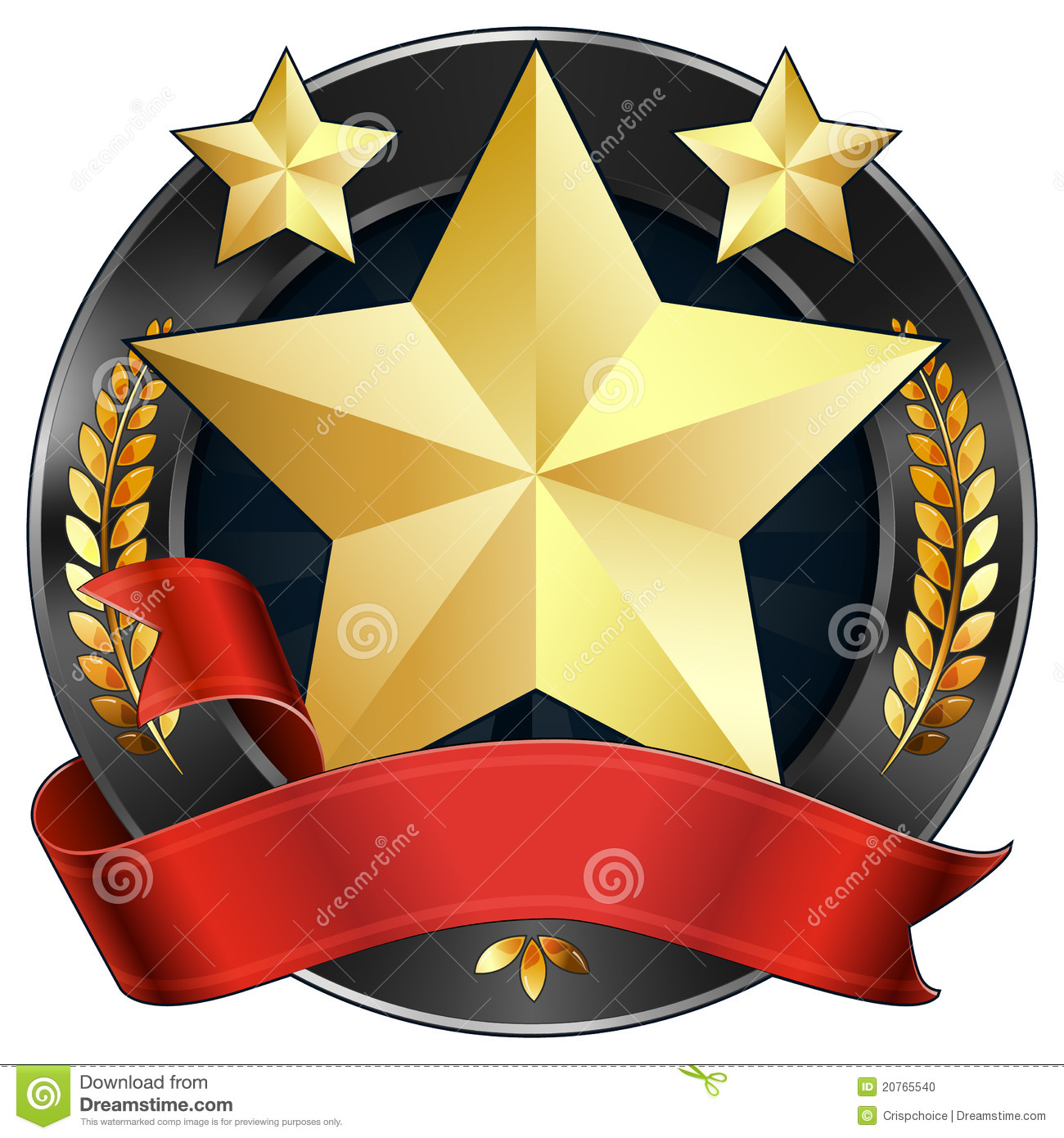 Achievement Award Star In Gold With Red Ribbon Stock Photo   Image    