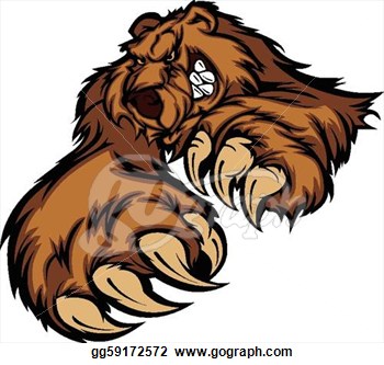 Bear Mascot Snarling Reaching With Claws And Paws Vector Image Clipart    