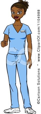 Black Nurse Cartoon   Black Nurse Surgeon Or Doctor In Scrubs Holding