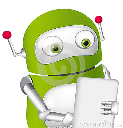 Cartoon Character Cute Robot  Tablet User  Vector Eps 10 