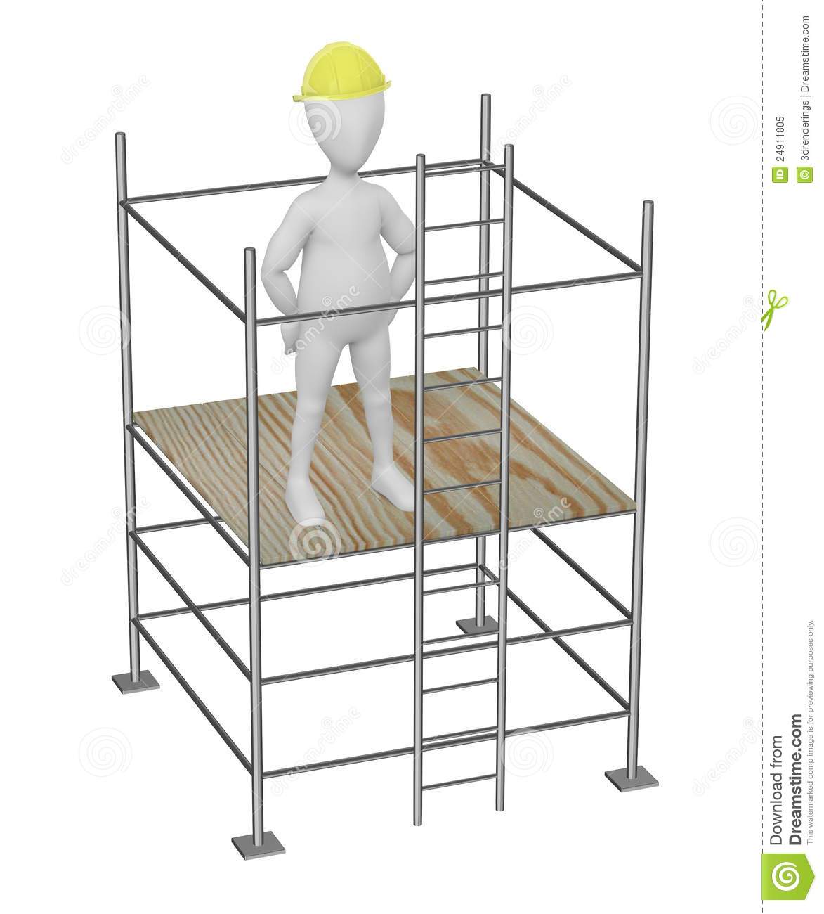 Cartoon Character On Scaffolding   Not Working Royalty Free Stock