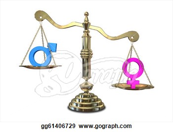 Clip Art   Gender Inequality Balancing Scale  Stock Illustration