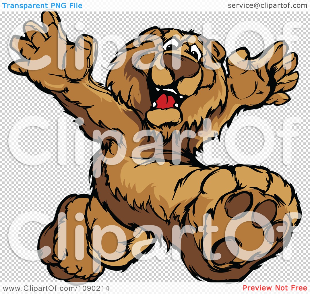 Clipart Bear Mascot Running Upright   Royalty Free Vector Illustration