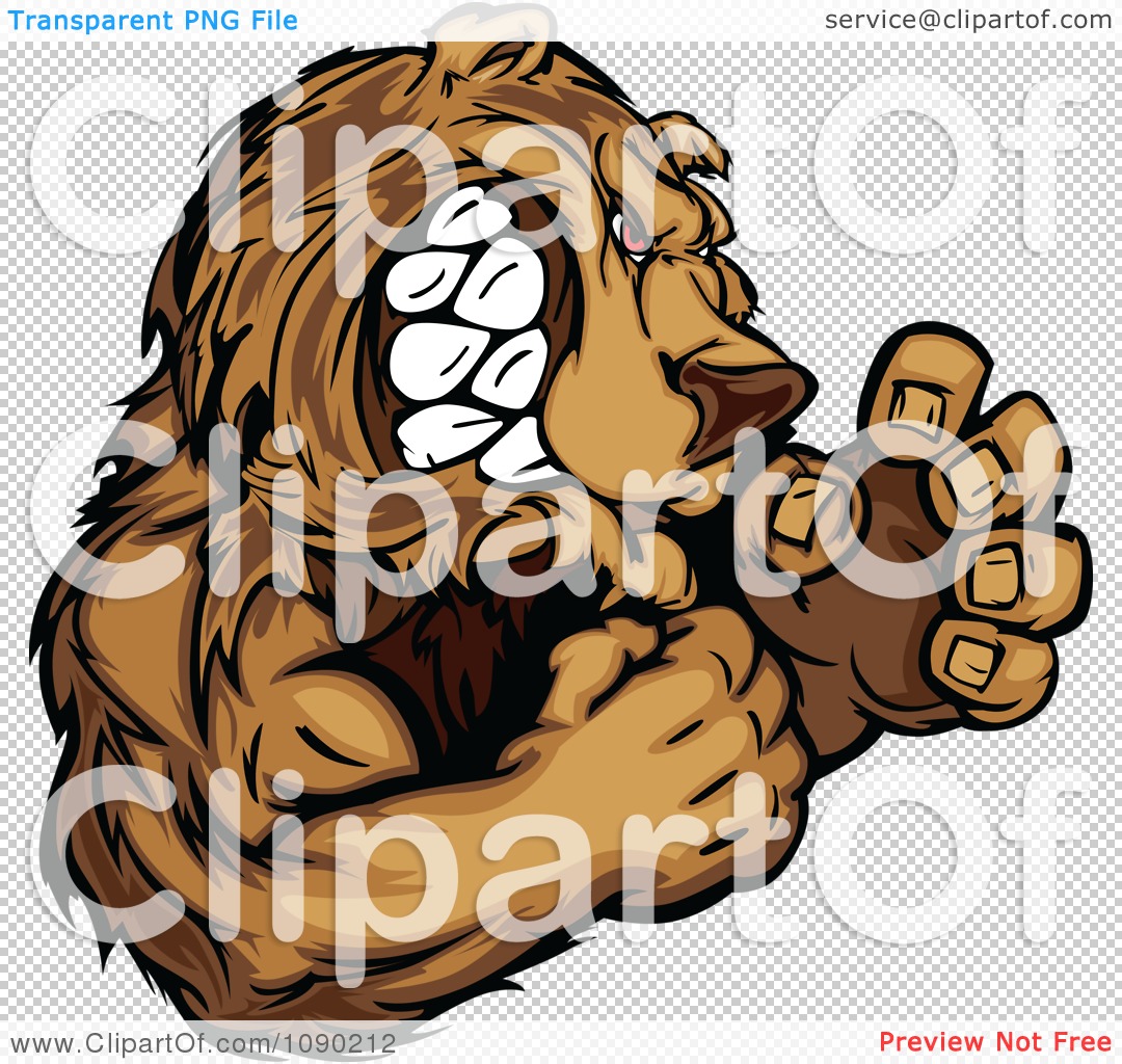 Clipart Fighting Bear Mascot   Royalty Free Vector Illustration By