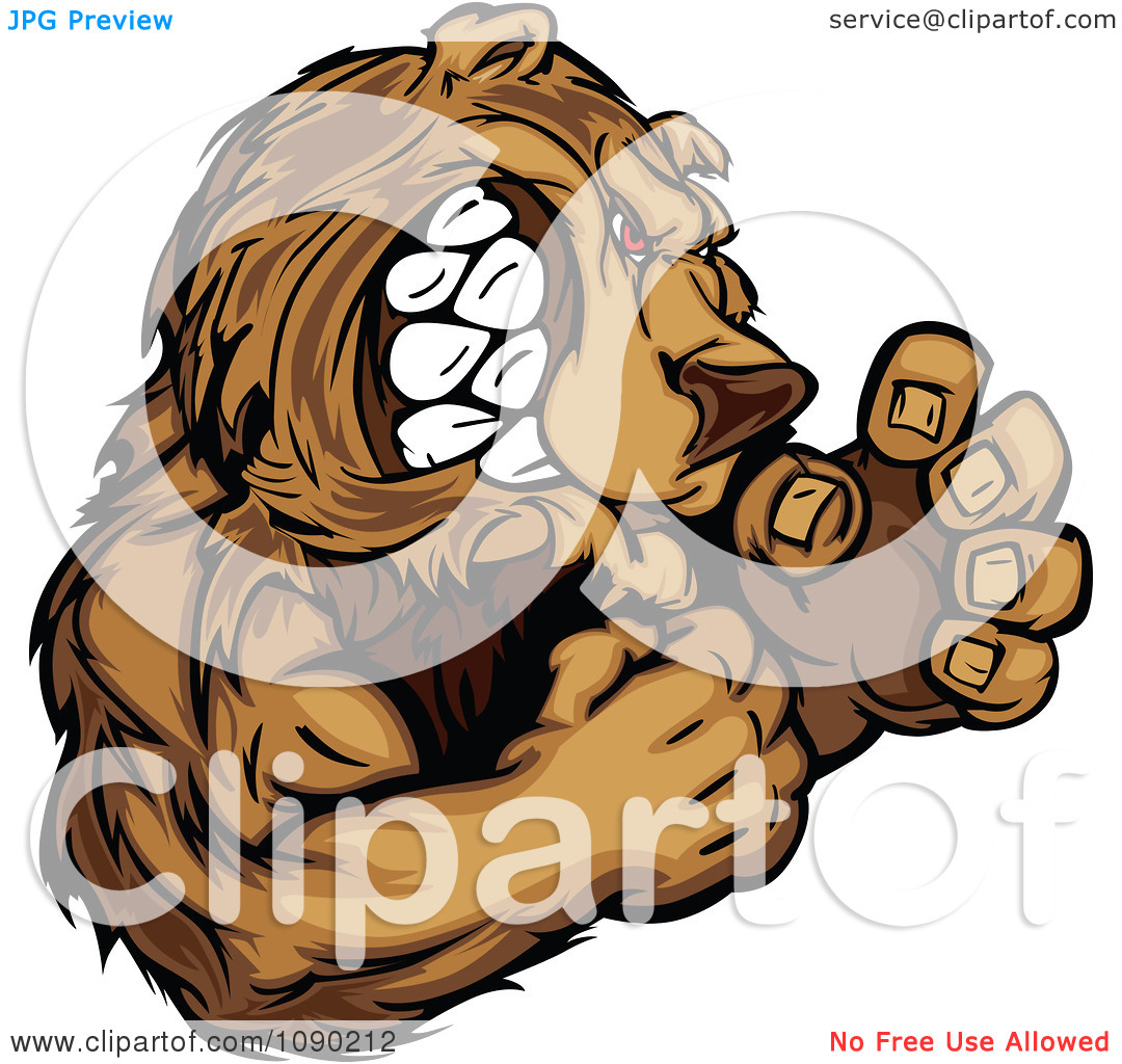Clipart Fighting Bear Mascot   Royalty Free Vector Illustration By