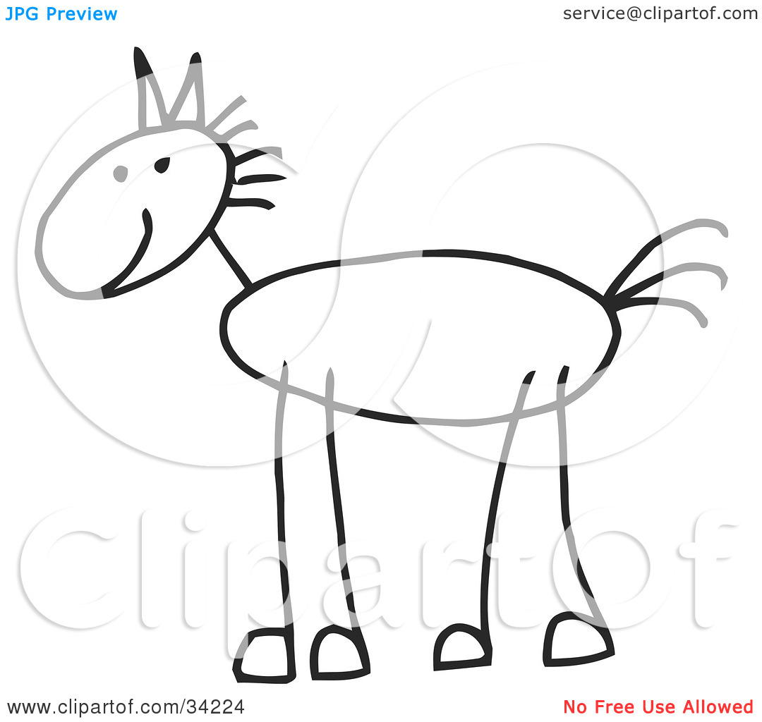 Clipart Illustration Of A Happy Stick Figure Horse In Profile By C