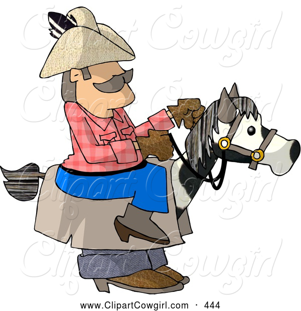 Clipart Of A Caucasian Cowboy Riding A Stick Horse By Djart    444