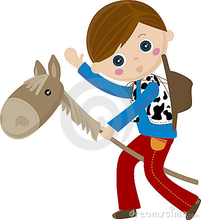 Cowboy Riding A Stick Puppet Horse Stock Image   Image  12390951