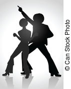 Disco 70s   Silhouette Illustration Of A Couple Dancing In