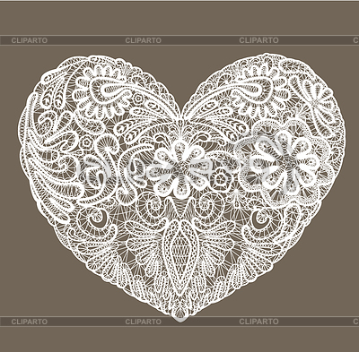 Heart Shape Is Made Of Lace Doily Element For Valentines Day Or