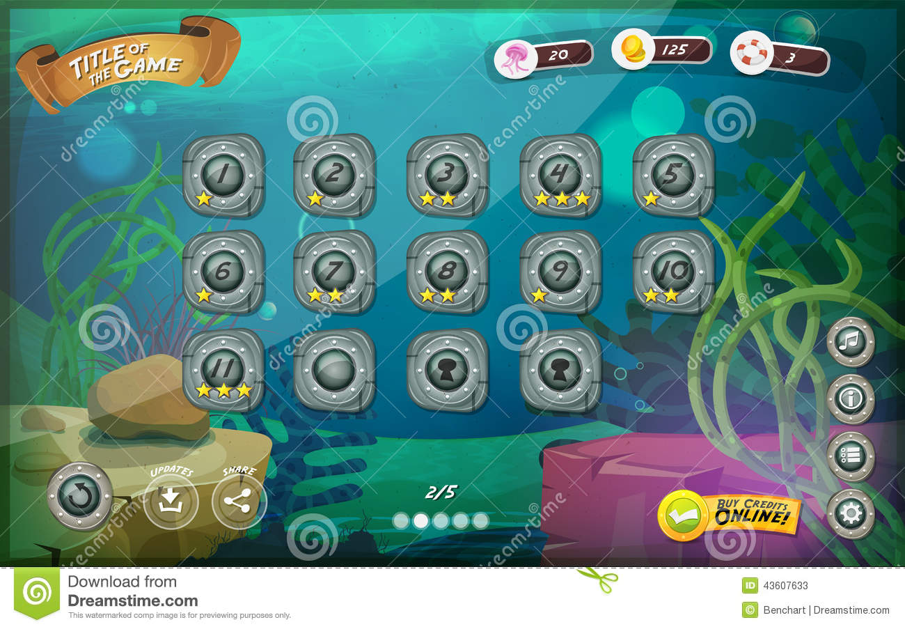 Illustration Of A Funny Submarine Sea Graphic Game User Interface