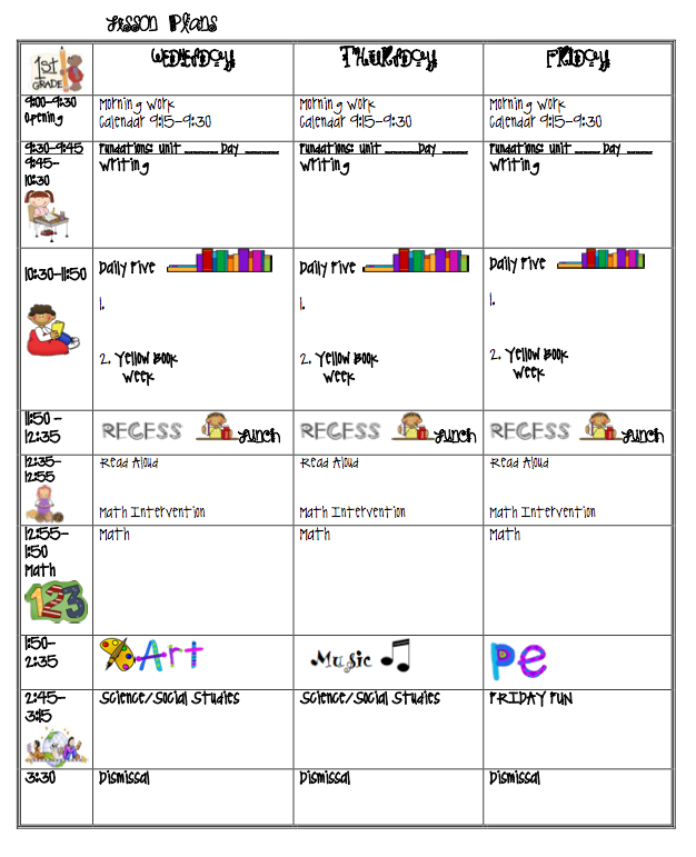 Lesson Plan Clip Art   Printable Calendar Template