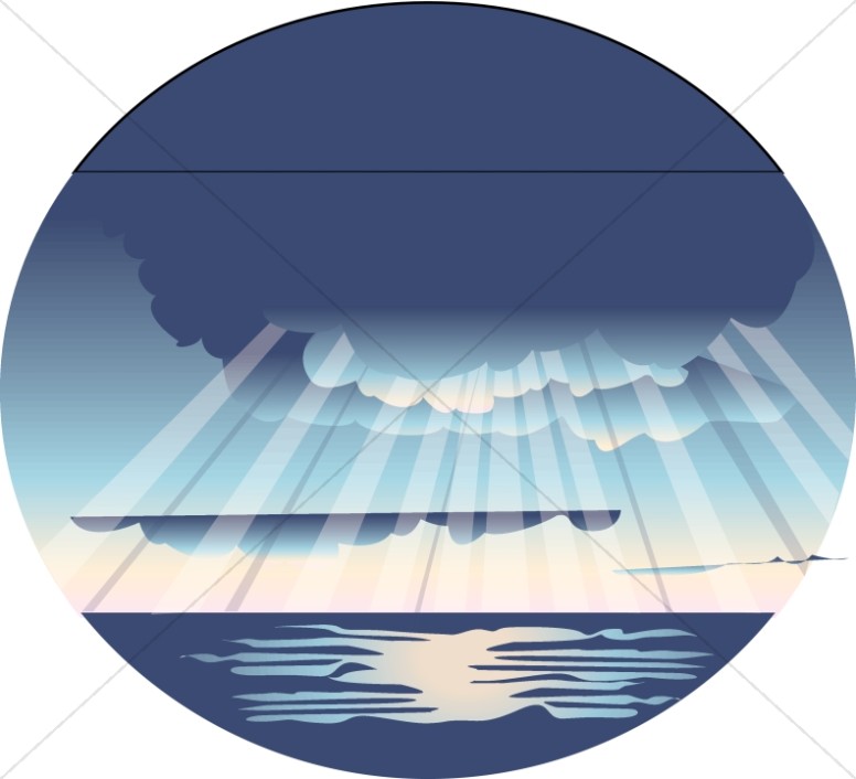 Rays Of Light On Ocean Scene   Sun Clipart